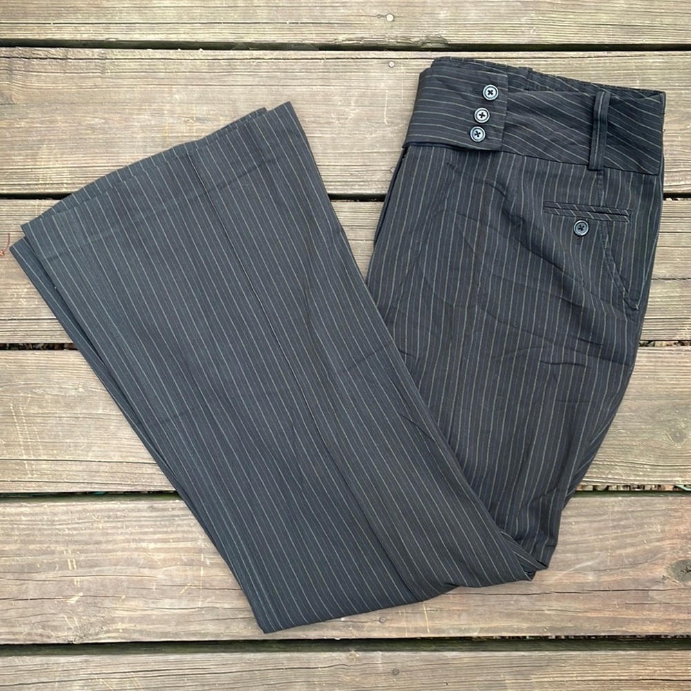 Larry Levine Stretch Pinstriped Wide Leg Trousers